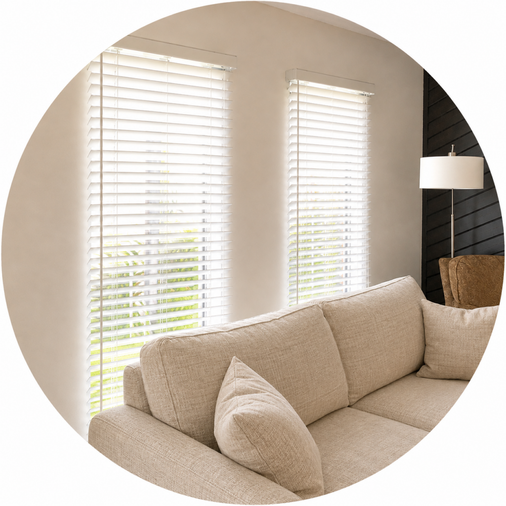 White custom blinds for natural light and privacy