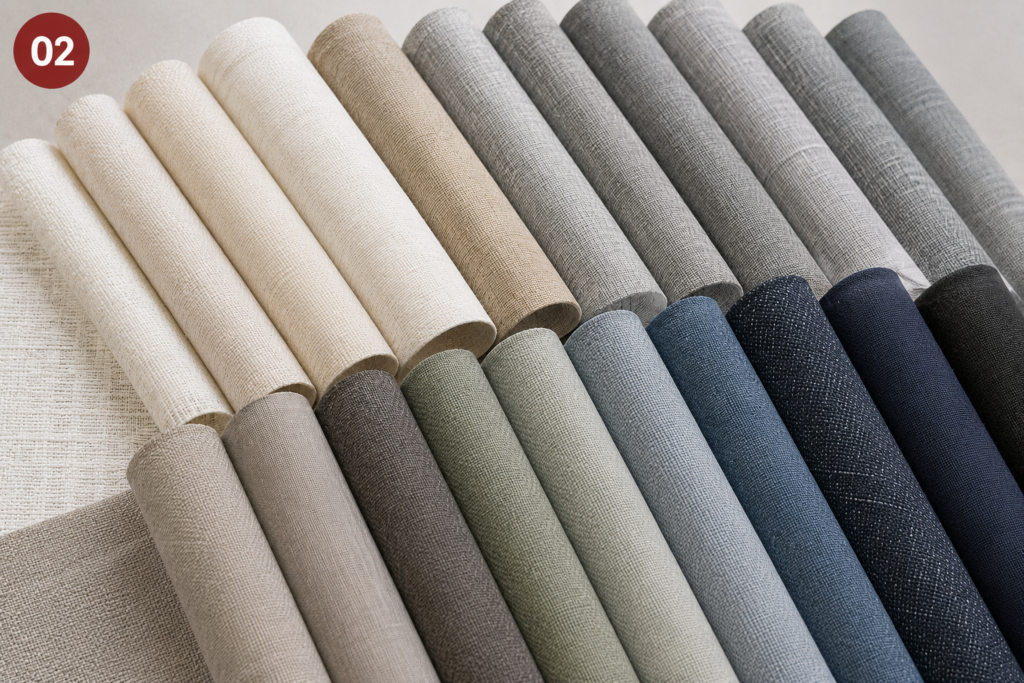 Premium fabric selections for custom roller shades